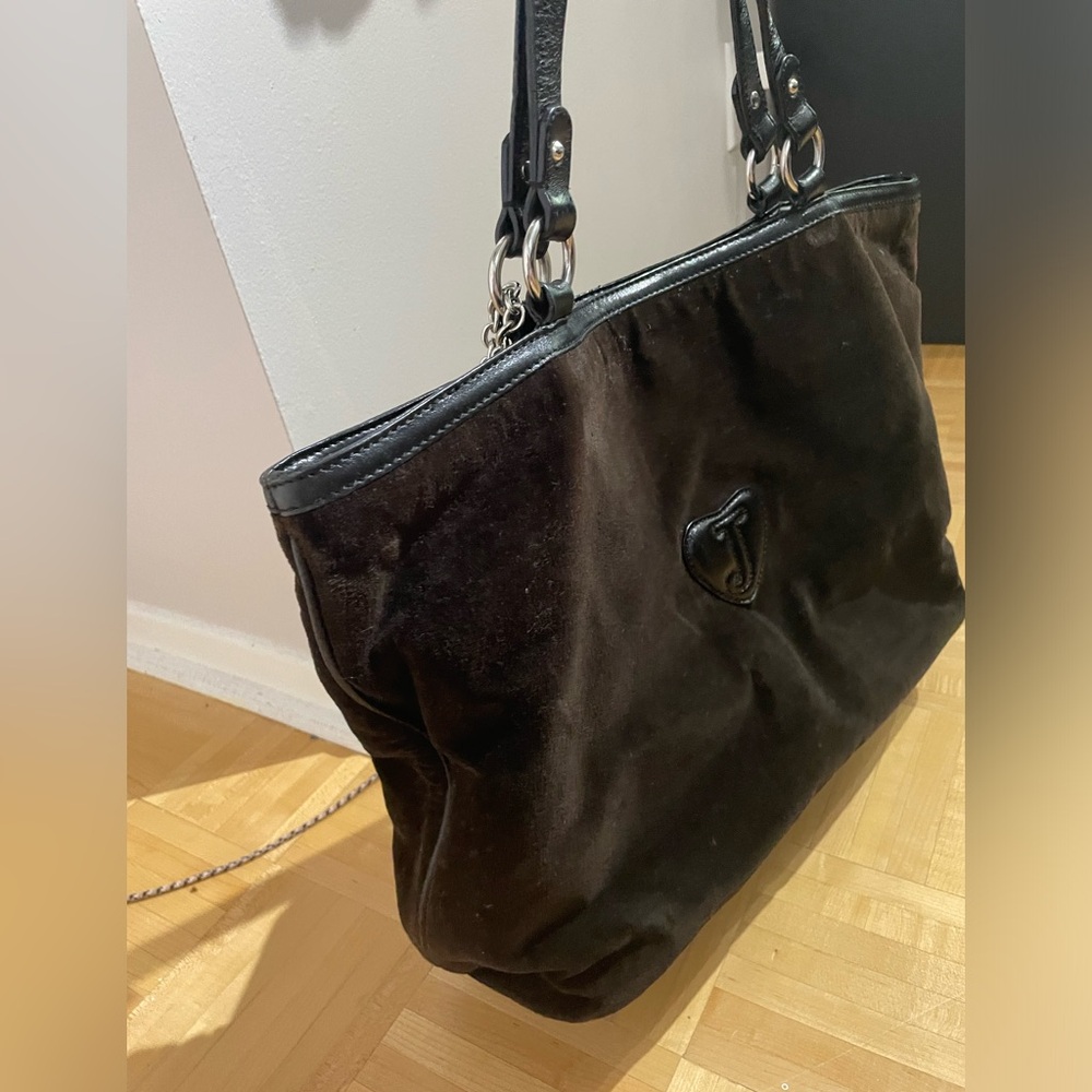 Juicy Couture Dark Brown Velour Tote Bag Y2K Vintage - Picture 13 of 16